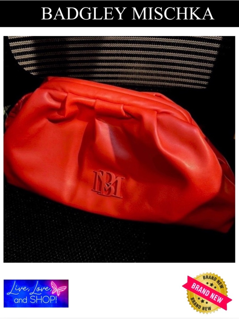 BADGLEY MISCHKA Clutch w/Chain, NWT